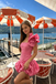 Cute Pink One Shoulder Mini Dress Fancy Ruffle Detail Short Homecoming Dress,HD13010