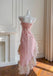 Elegant Pink Spaghetti Strap High Low Sleeveless Homecoming Dresses For Birthday Party,HD1181