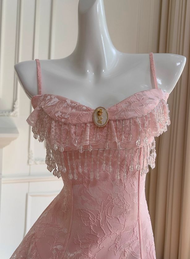 Elegant Pink Spaghetti Strap High Low Sleeveless Homecoming Dresses For Birthday Party,HD1181