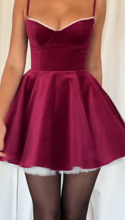 Elegant Red Spaghetti Strap A-Line Short Homecoming Dresses For Birthday Party,HD1166