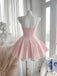 Beautiful Pink Polka Dot Homecoming Dress Pretty Sleeveless A-Line Mini,HD1263