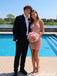 Classy Pink Beaded Strapless Homecoming Dress Fitted Bodycon Mini Design,HD1362