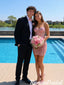 Classy Pink Beaded Strapless Homecoming Dress Fitted Bodycon Mini Design,HD1362