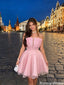 Beautiful Pink Pleated Strapless Homecoming Dress Unique Short A-Line Ball Gown,HD1248