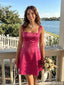 Beautiful Magenta Square Neck Satin Homecoming Dress Trendy Sleeveless Prom Outfit,HD1272
