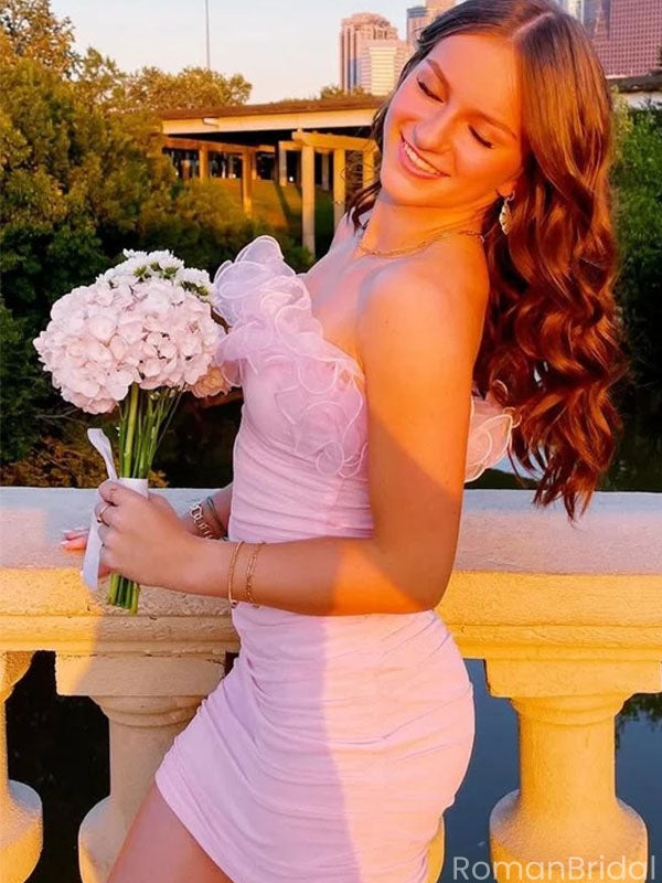 Elegant Pink Floral Mermaid Short Homecoming Dresses For Birthday Party,HD1190