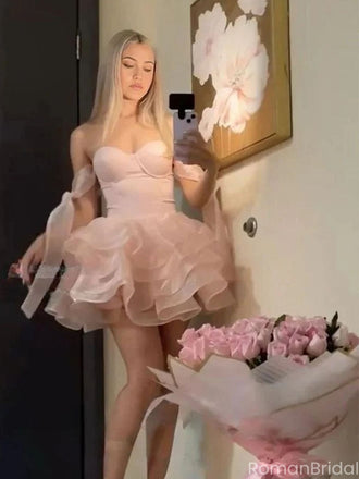 Sexy Pink Sweetheart A-Line Short Homecoming Dresses For Party,HD1163