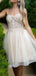 Elegant White Spaghetti Strap A-Line Short Homecoming Dresses For Birthday Party,HD1191