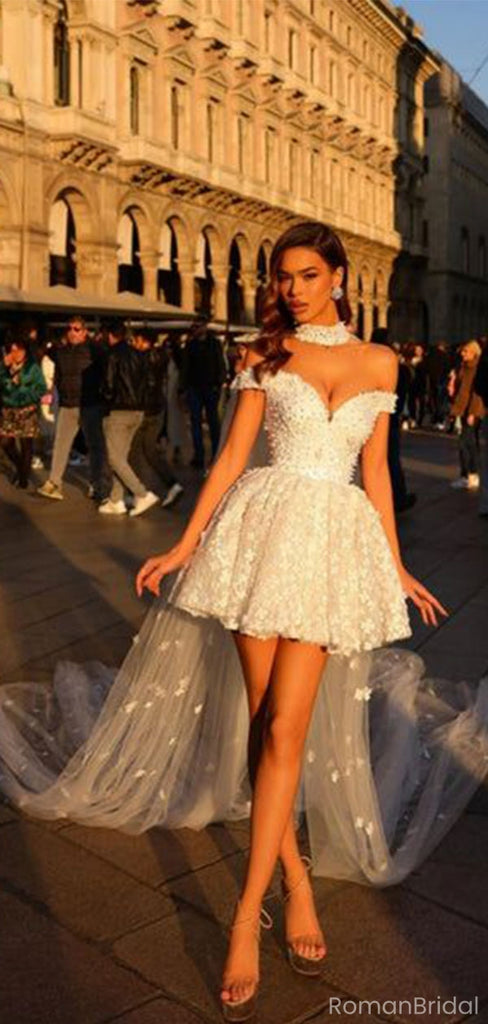 Elegant White Off-Shoulder A-Line Short Homecoming Dresses For Birthday Party,HD1200