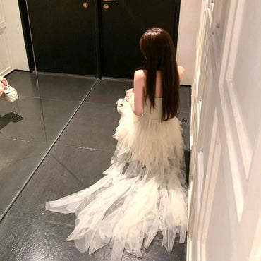 Elegant White Spaghetti Strap High Low Sleeveless Homecoming Dresses For Birthday Party,HD1182