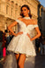 Elegant White Off-Shoulder A-Line Short Homecoming Dresses For Birthday Party,HD1200
