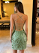 Sexy Mint Green Sequin Bodycon Homecoming Dress Fancy Spaghetti Strap Evening Wear,HD1273