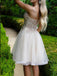 Elegant White Spaghetti Strap A-Line Short Homecoming Dresses For Birthday Party,HD1191