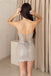 Glamorous Silver Sweetheart Sleeveless Ruched Sequins Homecoming Dress,HD1386