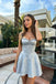 Unique Pastel Blue Strapless Sleeveless Pleated A-Line Short Homecoming Dress,HD1331