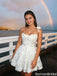 Stunning White Floral Applique One Shoulder 3D Lace Short Homecoming Dress,HD1314