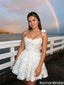 Stunning White Floral Applique One Shoulder 3D Lace Short Homecoming Dress,HD1314