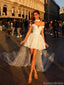 Elegant White Off-Shoulder A-Line Short Homecoming Dresses For Birthday Party,HD1200