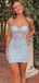 Sexy Blue Spaghetti Strap Sleeveless Mermaid Short Homecoming Dresses For Party,HD1147