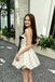 Chic Strapless Chiffon Bow Polka Dot Bubble Cute Homecoming Dress,HD1328