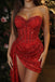 Sexy Red Strapless Sequin mini Dress Fancy Beaded Corset Homecoming Dress,HD1364