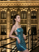Fancy Blue Sequin Homecoming Dress Chic Open Back Mini Bodycon Outfit,HD1265