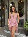 Chic Pink Corset Cocktail Homecoming Dress Featuring Modern Beaded Straps Sexy Tassel,HD1316
