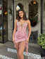Chic Pink Corset Cocktail Homecoming Dress Featuring Modern Beaded Straps Sexy Tassel,HD1316