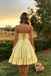 Fancy Yellow Strapless Sleeveless Cocktail Homecoming Dress Glitter Ruffled A-Line Mini,HD1237
