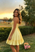 Fancy Yellow Strapless Sleeveless Cocktail Homecoming Dress Glitter Ruffled A-Line Mini,HD1237
