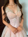 Sexy Pink V-Neck Sleeveless A -Line Lace Short Homecoming Dresses For Party,HD1148