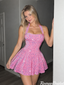 Sparkly Hot Pink Halter Sequins Homecoming Dress Beautiful A-Line Cocktail,HD1390