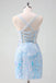 Sexy Blue Spaghetti Strap Sleeveless Mermaid Short Homecoming Dresses For Party,HD1147