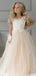 Cute Pink Spaghetti Strap Sleeveless Long A-Line Flower Girl Dress , FGS0036