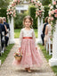 Elegant Long Sleeve Flower Girl Dress Embroidered Tulle V-Neck Kids Gown, FGS0051
