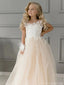 Cute Pink Spaghetti Strap Sleeveless Long A-Line Flower Girl Dress , FGS0036