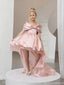 Unique Pink High Low Sleeveless Floral Long A-Line Flower Girl Dress, FGS0045