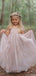 Cute Pink Short Sleeve Floral Long A-Line Flower Girl Dress, FGS0041