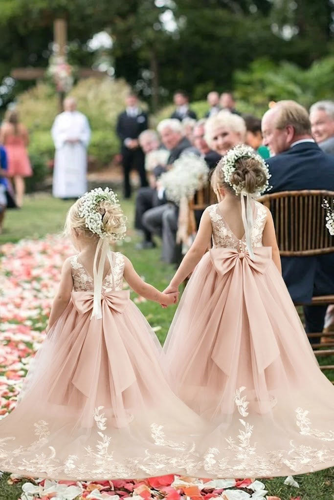 Beautiful Pretty Pink Flower Girl Dresses Tulle A Line Floor Length Unique Design, FGS0052