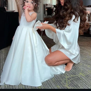 Cute White Jewel Sleeveless Floral Long A-Line Flower Girl Dress, FGS0044