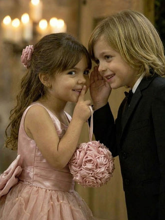 Pretty Pink Flower Girl Ball Gown Featuring Fancy Pearl Accented Tulle, FGS0054