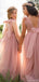 Cute Pink Square Sleeveless Floral Long A-Line Flower Girl Dress, FGS0042