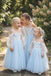 Classy Modern Blue Flower Girl Dresses Tulle Long Sleeve A Line Floor Length Gown, FGS0053