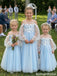 Classy Modern Blue Flower Girl Dresses Tulle Long Sleeve A Line Floor Length Gown, FGS0053