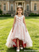 Beautiful High-Low Flower Girl Dress 3D Floral Lace Sleeveless Party Dress, FGS0050