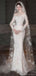 Elegant White Long Sleeve Mermaid Long Wedding Dresses With Sweep Trailing,WD0565