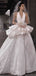 Elegant White V-Neck A-Line Long Wedding Dresses With Sweep Trailing,WD0564