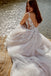 Exquisite Floral Lace Applique Illusion Bodice Tulle A Line Beach Wedding Dresses,WD0587