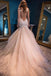 Elegant Pink Spaghetti Strap Lace Mermaid Long Wedding Dresses With Sweep Trailing,WD0573