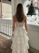 Stunning White Strapless A-Line Tiered Lace Wedding Dresses for a Beautiful Modern Bride,WD0629